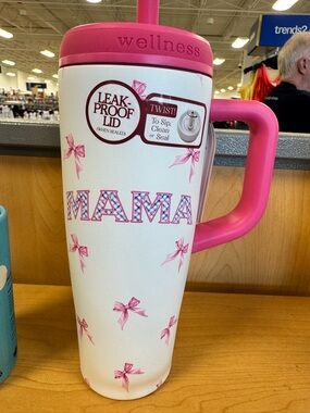 Wellness Pink "MAMA" Travel Tumbler with Handle